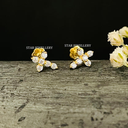 Genuine Diamond Cross Ear Piercing