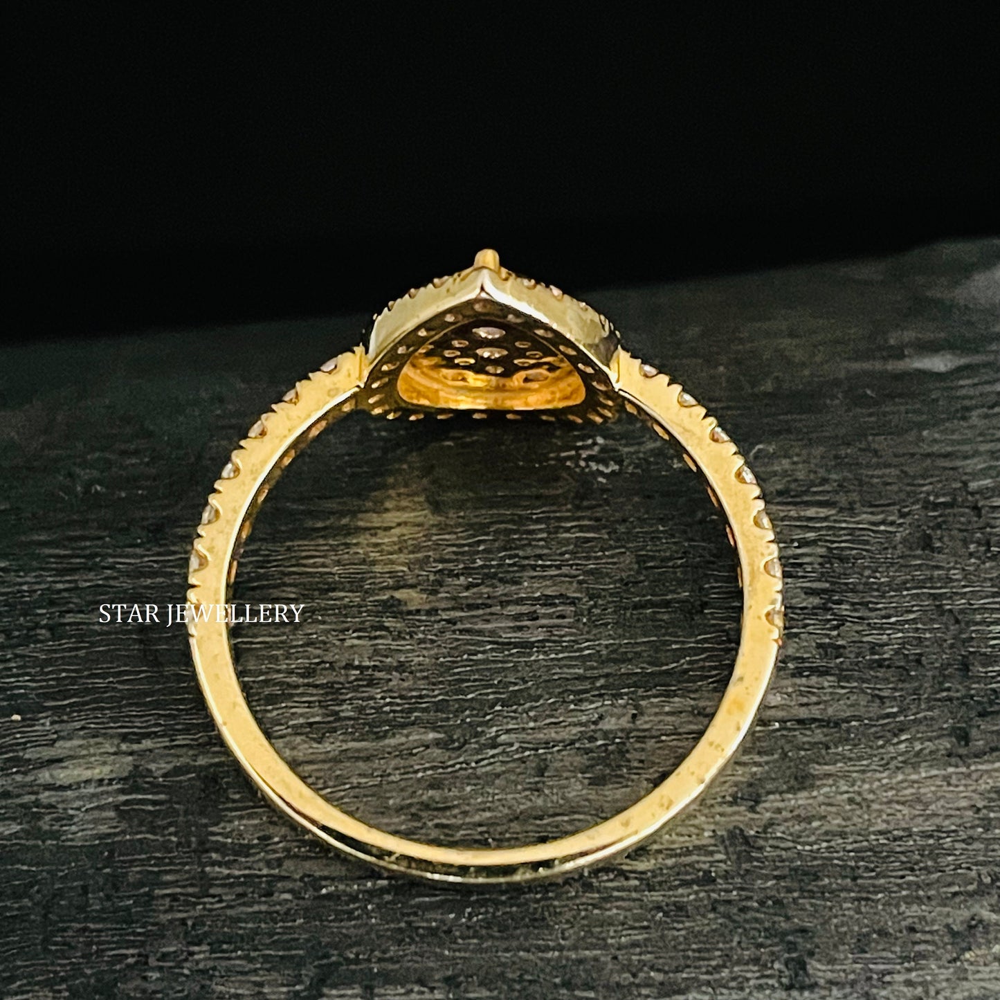 Solid Gold Natural Diamond Pear Shape Diamond Cluster Ring