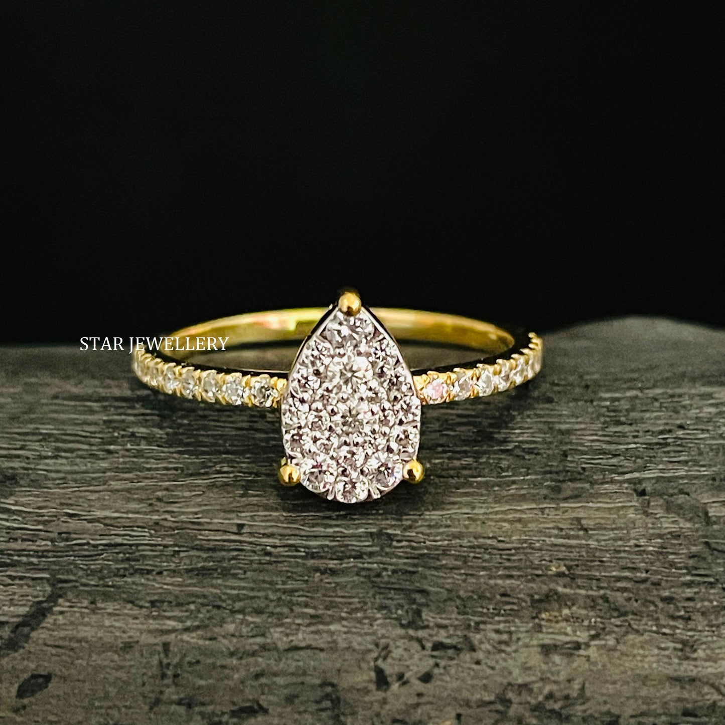 Pear Shape Diamond Cluster Wedding Proposal Ring