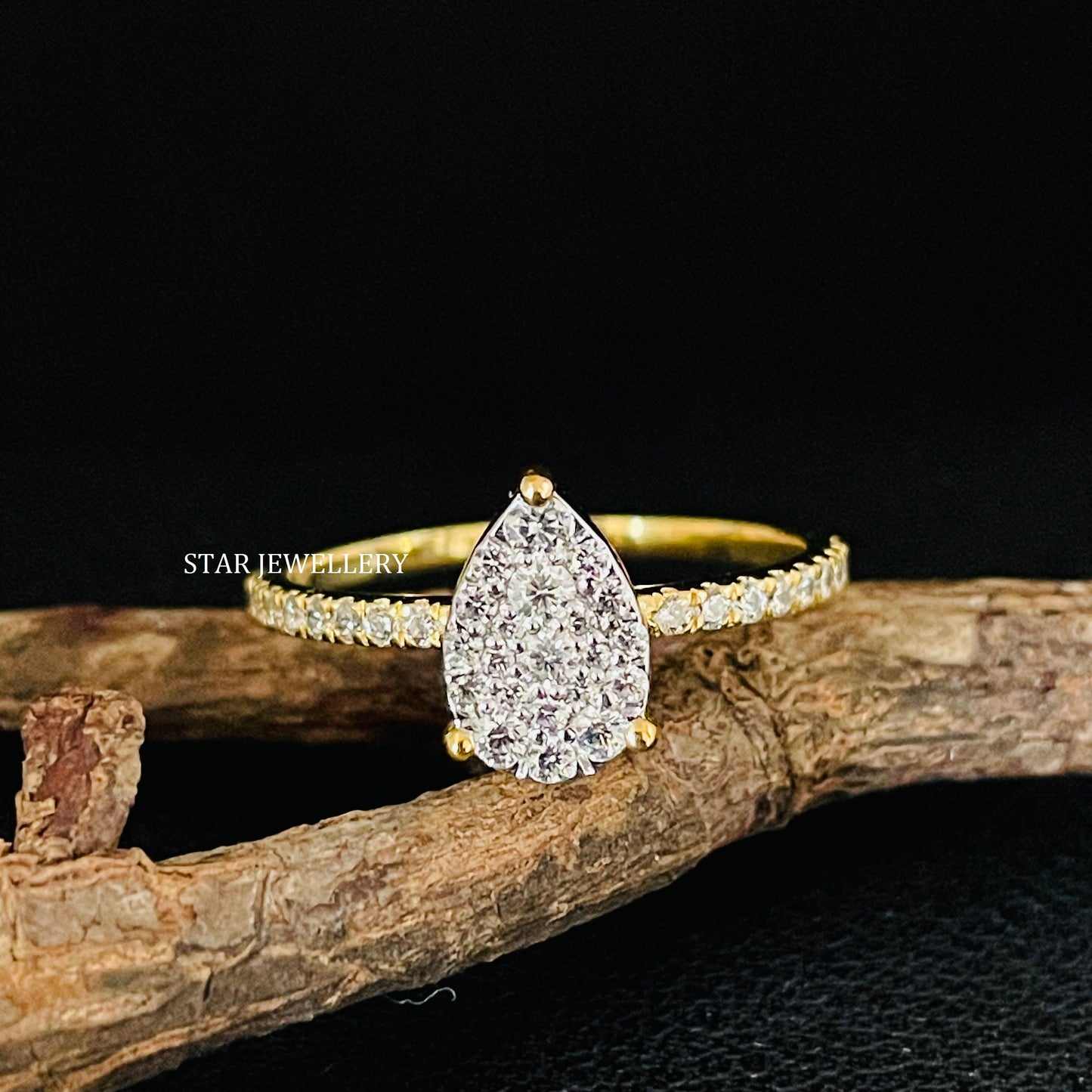 Pear Shape Diamond Cluster Wedding Proposal Ring