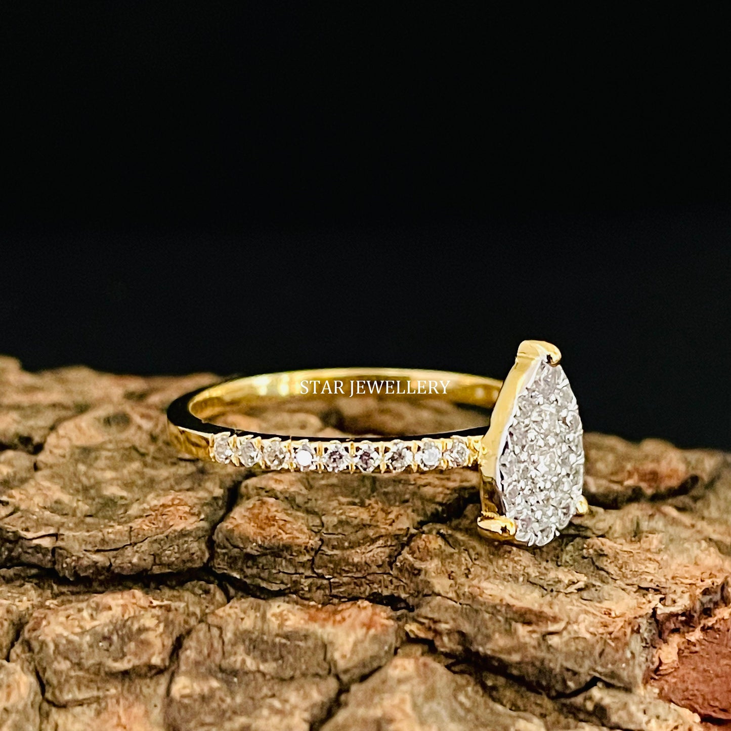 Pear Shape Diamond Cluster Wedding Proposal Ring