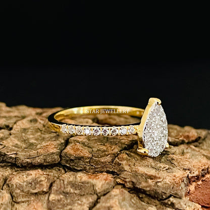 Pear Shape Diamond Cluster Wedding Proposal Ring
