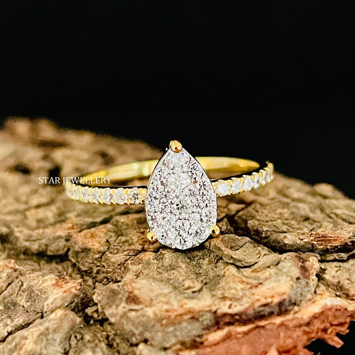 Pear Shape Diamond Cluster Wedding Proposal Ring