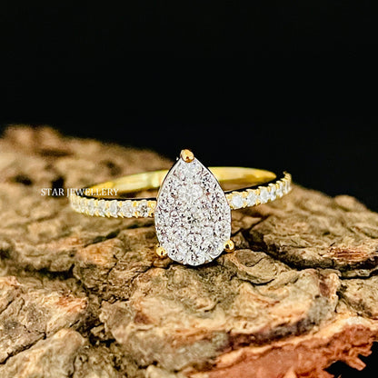 Pear Shape Diamond Cluster Wedding Proposal Ring