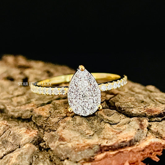 Pear Shape Diamond Cluster Wedding Proposal Ring