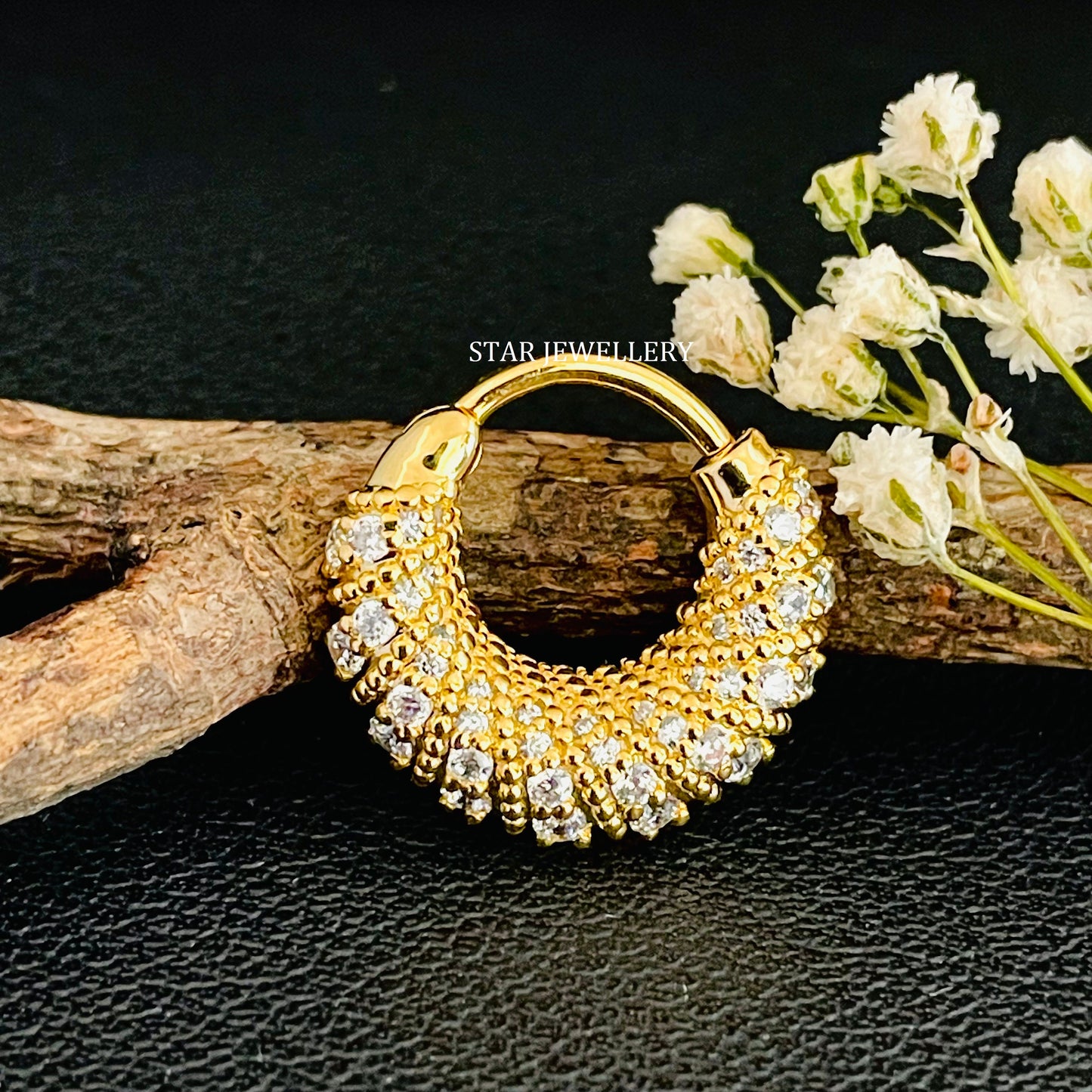 Solid Gold Natural Diamond Bridal Septum Piercing