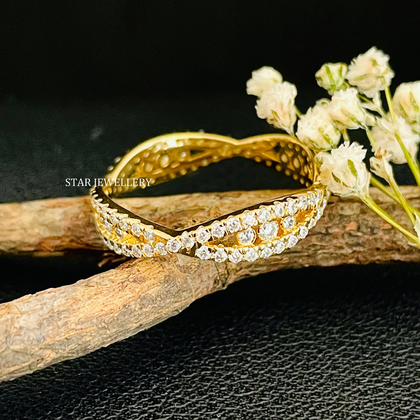 14K Gold Thin Eternity Infinity Wedding Band Ring