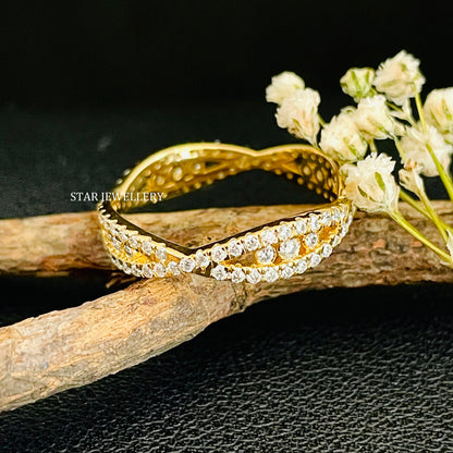 14K Gold Thin Eternity Infinity Wedding Band Ring