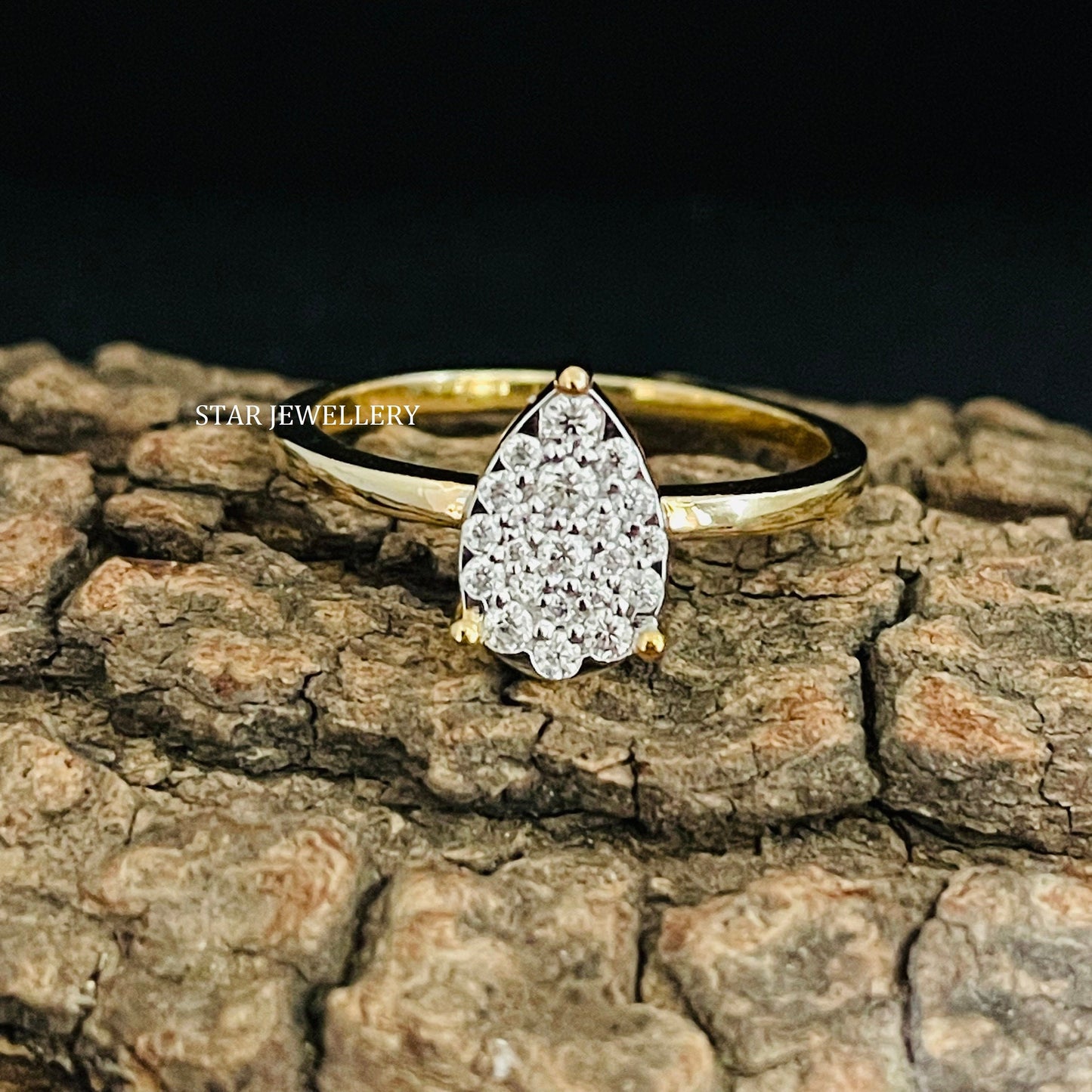 Pear Shape Diamond Cluster Wedding Proposal Ring
