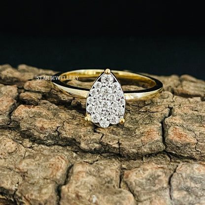 Pear Shape Diamond Cluster Wedding Proposal Ring
