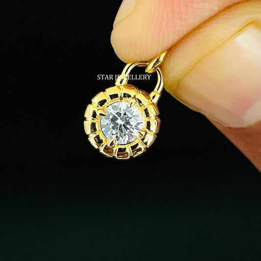 CVD Lab Diamond Solitaire Gold Lock Pendant