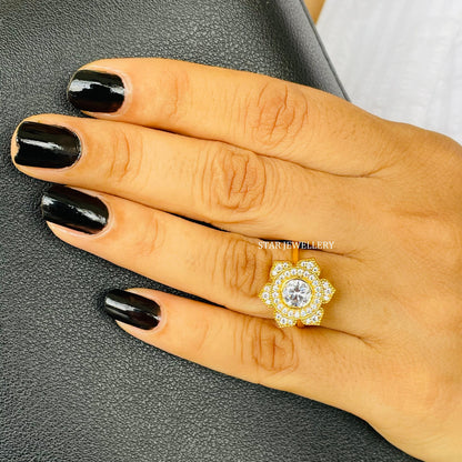 1.00 ct IGI Certified Lab Grown Diamond Vintage Halo Floral Engagement Ring