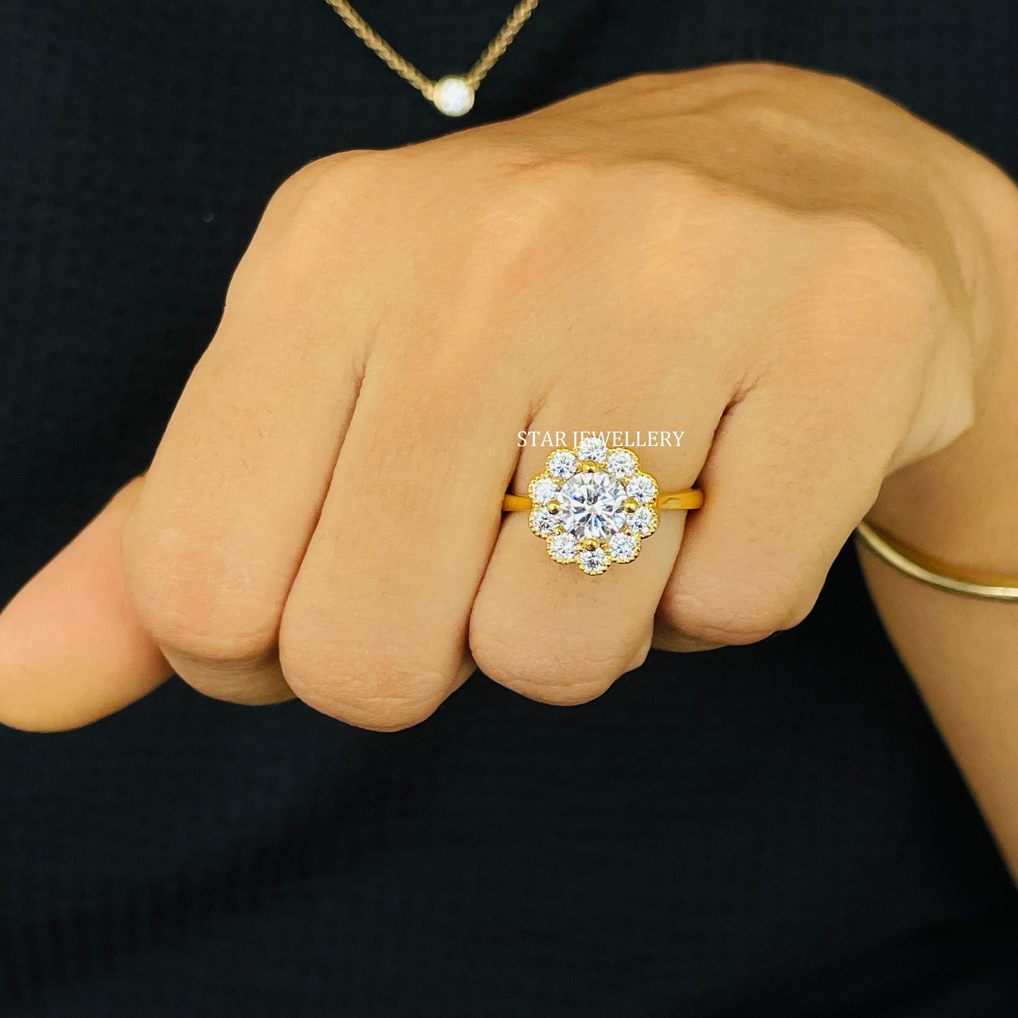 1.00 ct IGI Certified Lab Grown Solitaire Diamond Vintage Halo Engagement Ring