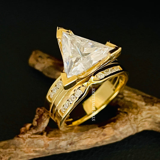 3.00 Ct Colorless Triangle Cut Moissanite Engagement Ring
