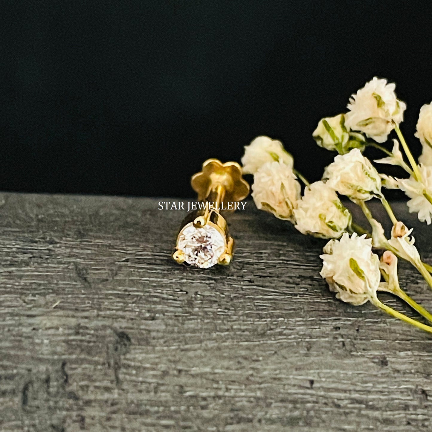 14K Gold Natural Diamond Nose/Ear Stud