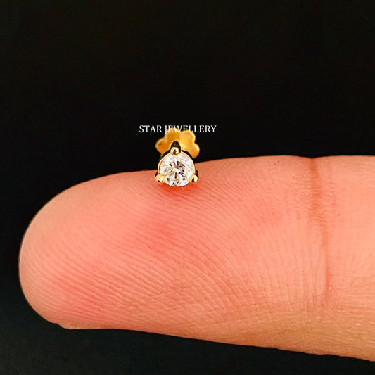 14K Gold Natural Diamond Nose/Ear Stud
