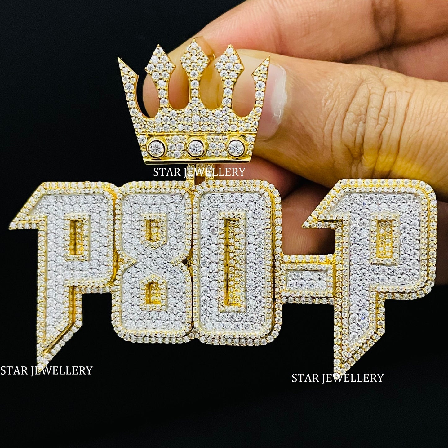 VVS Moissanite Custom Letter Pendant with Crown Bail