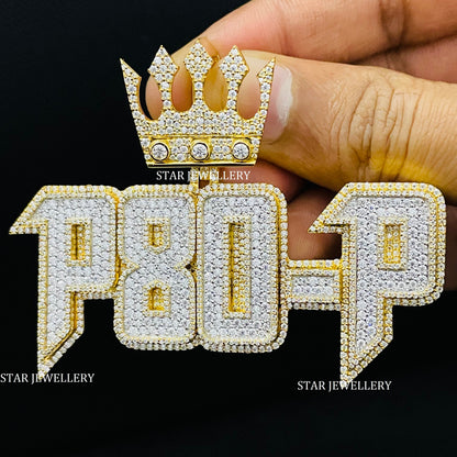 VVS Moissanite Custom Letter Pendant with Crown Bail