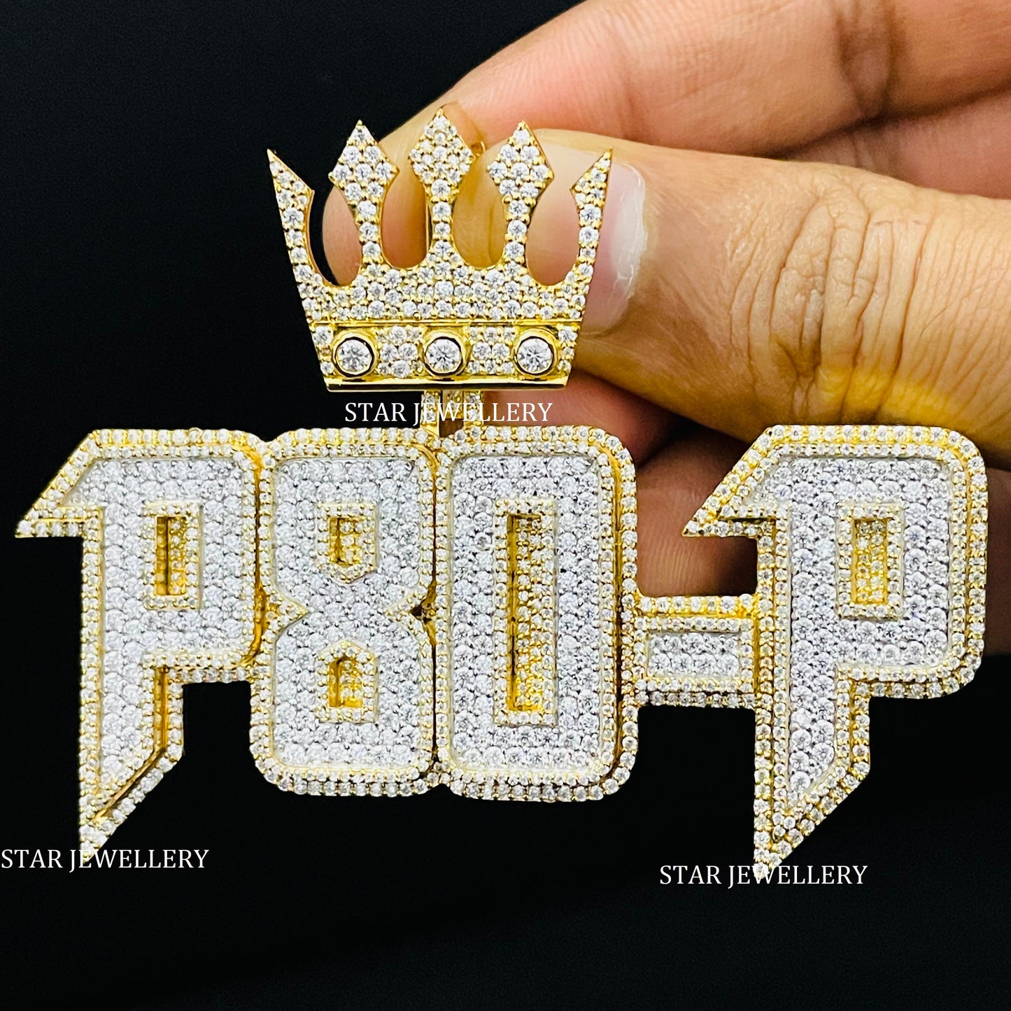 VVS Moissanite Custom Letter Pendant with Crown Bail