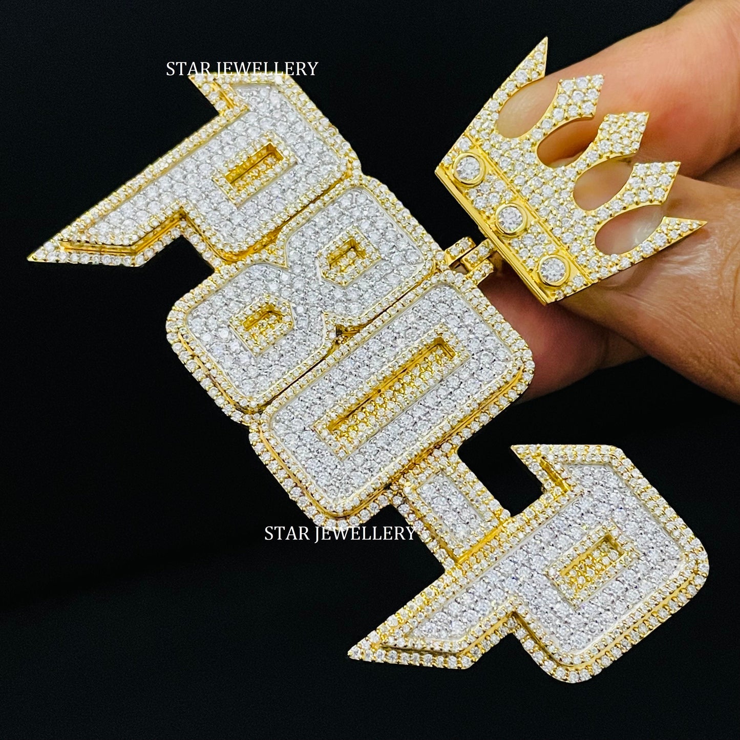 VVS Moissanite Custom Letter Pendant with Crown Bail