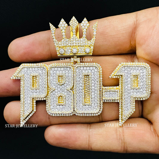 VVS Moissanite Custom Letter Pendant with Crown Bail