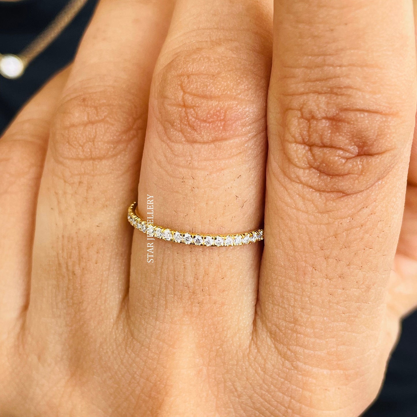 Minimalist Solid Gold Half Eternity Diamond Ring
