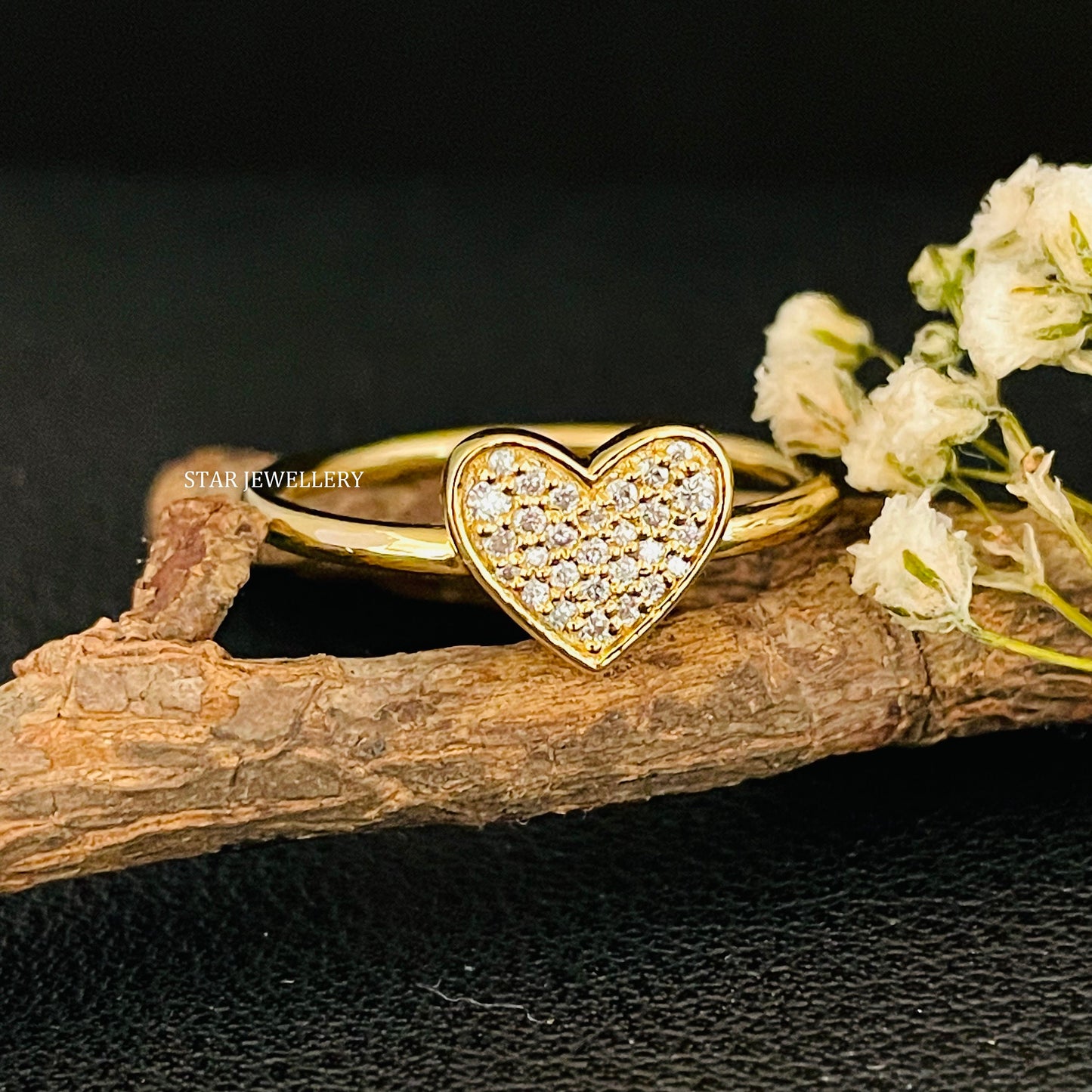 0.14 CT Solid Gold Minimalist Diamond Heart Ring