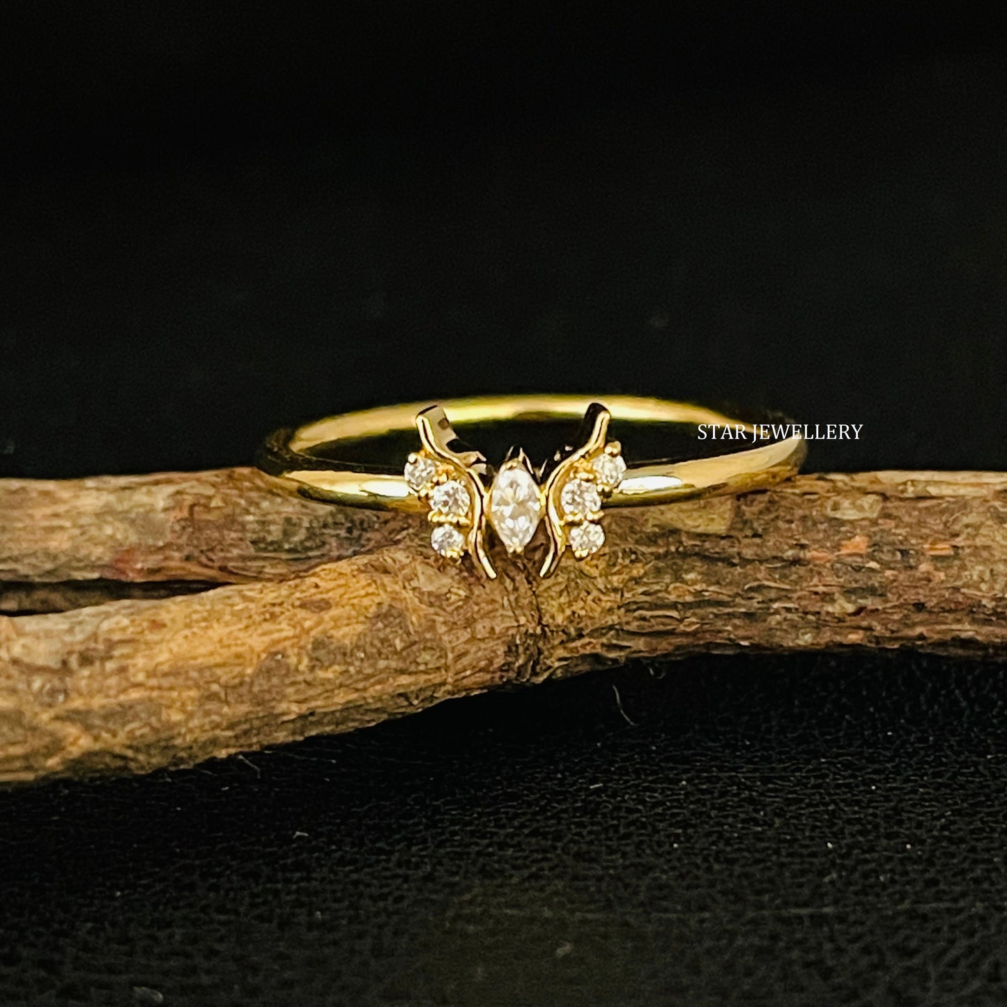 Lab Created CVD Diamond Butterfly Gold Ring for her