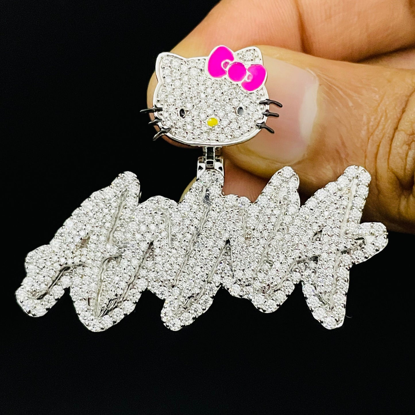 VVS Moissanite Pendant with Custom Kitty Bail