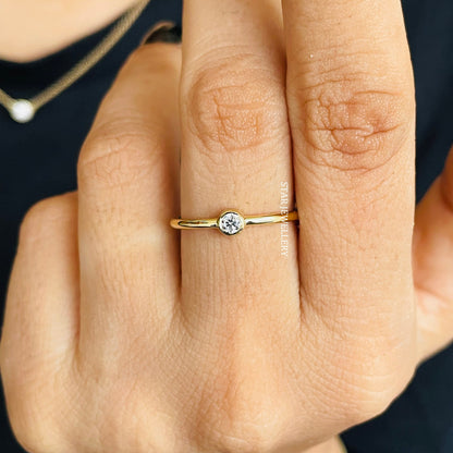 Minimalist Bezel Set Diamond Ring
