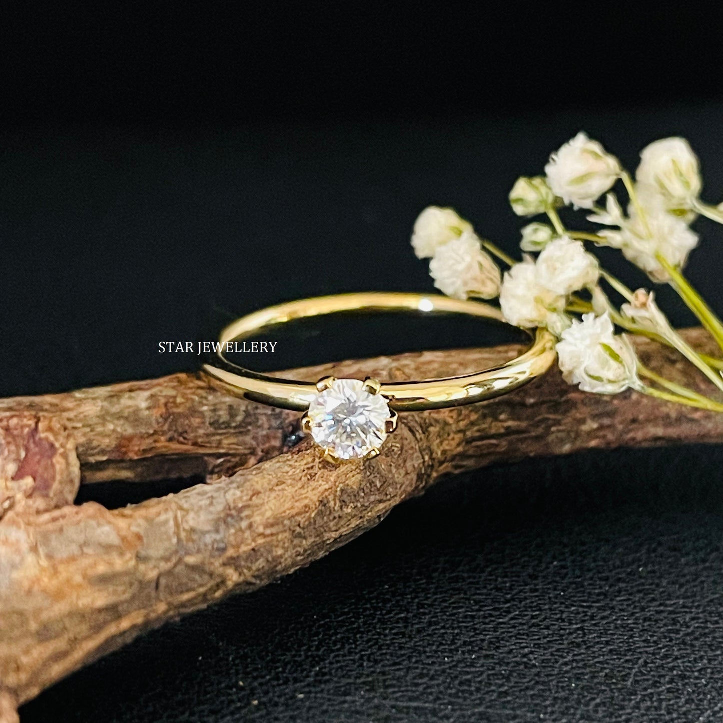 0.25 CT Lab Mono Diamond Solid Gold Ring