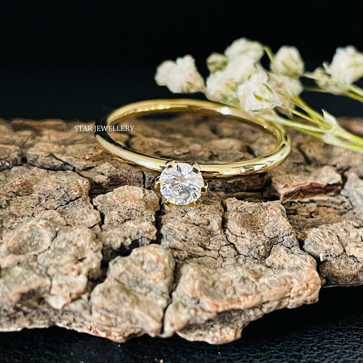 0.25 CT Lab Mono Diamond Solid Gold Ring
