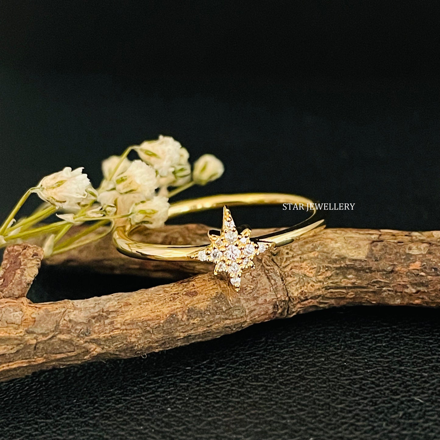 Solid Gold Dainty North STAR Ring