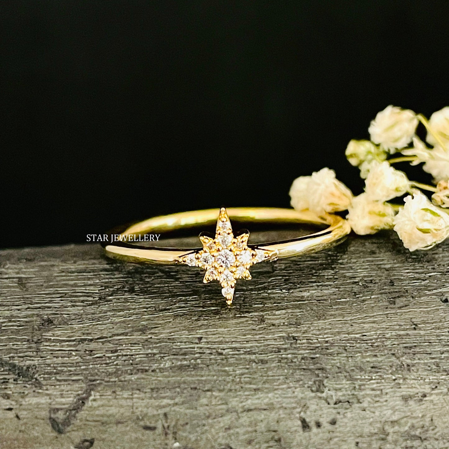 Solid Gold Dainty North STAR Ring