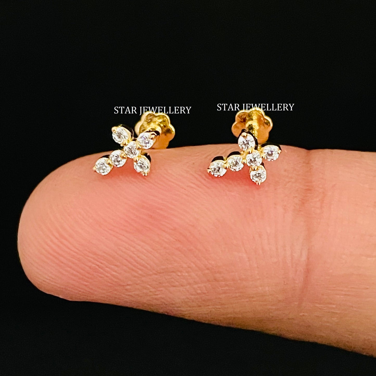 Genuine Diamond Cross Ear Piercing