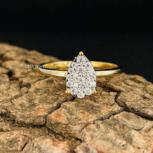 Pear Shape Diamond Cluster Wedding Proposal Ring