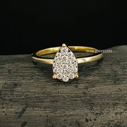 Pear Shape Diamond Cluster Wedding Proposal Ring