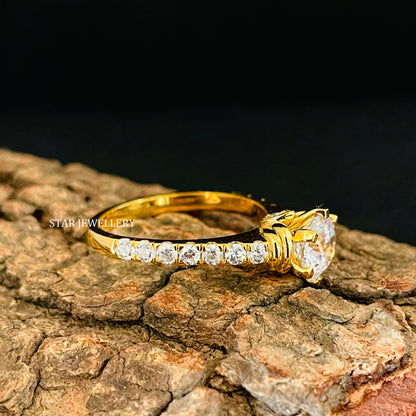 1 Ct CVD Diamond Solitaire Engagement Cathedral Shank Ring