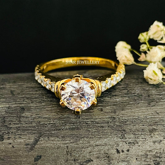 1 Ct CVD Diamond Solitaire Engagement Cathedral Shank Ring