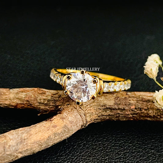 1 Ct CVD Diamond Solitaire Engagement Cathedral Shank Ring