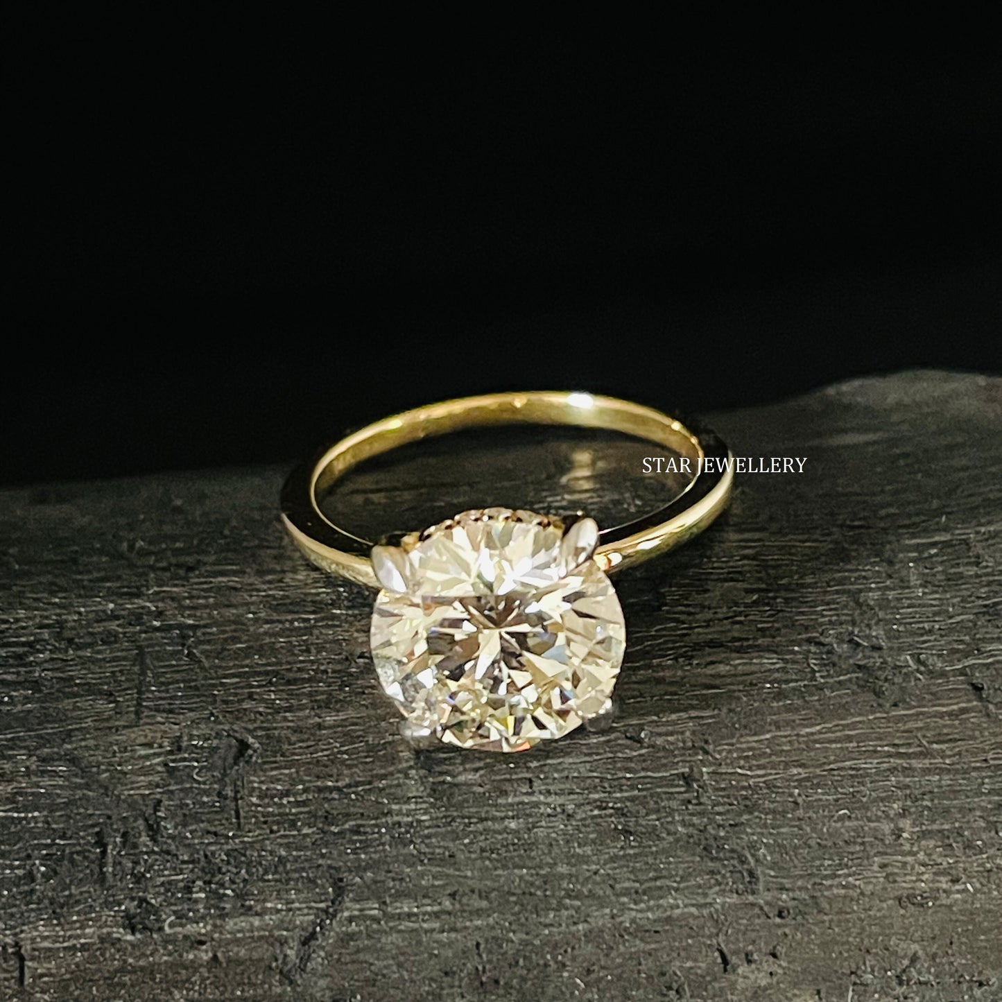 3.00 Ct Brilliant Round Cut CVD Diamond Hidden Halo Solitaire Engagement Ring