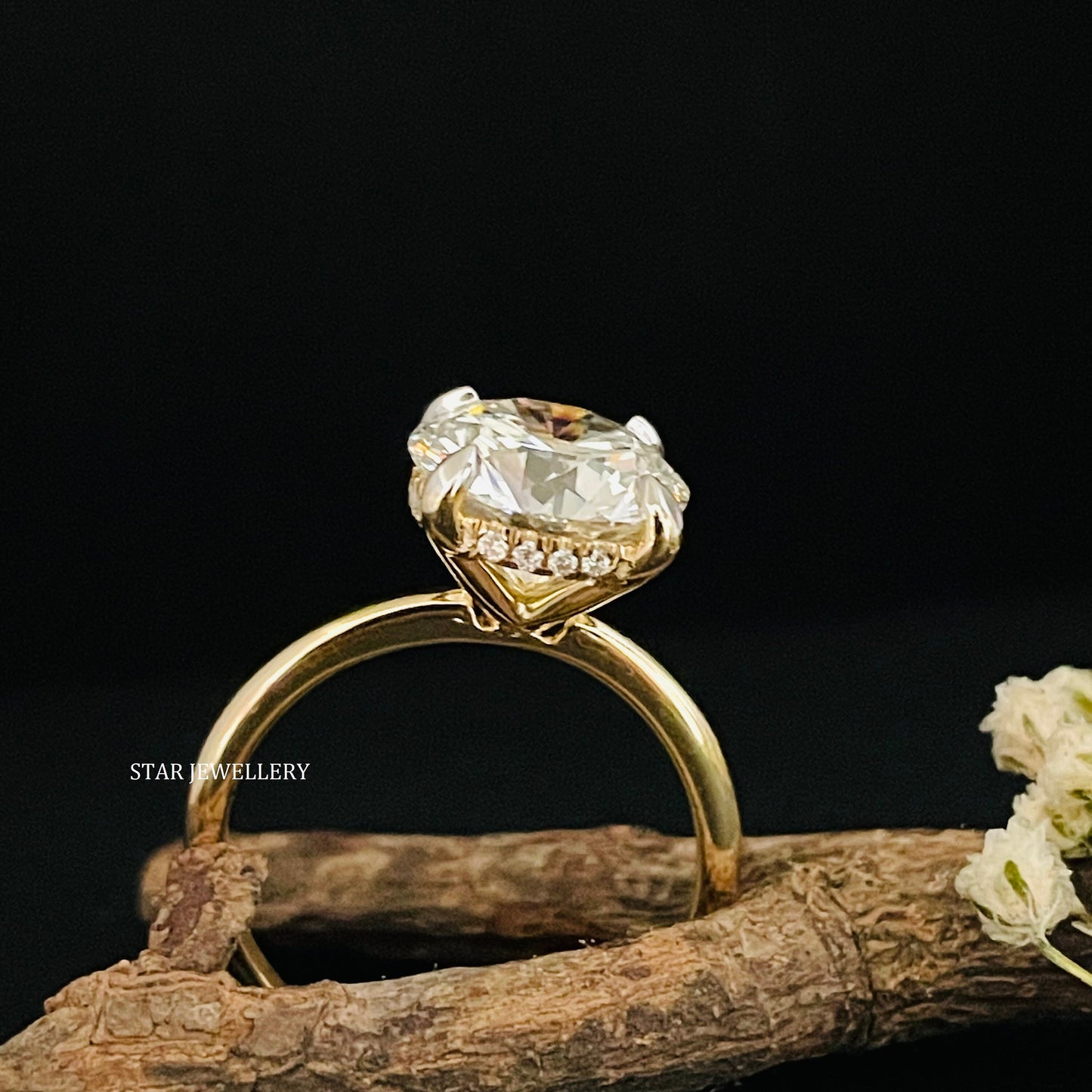 3.00 Ct Brilliant Round Cut CVD Diamond Hidden Halo Solitaire Engagement Ring