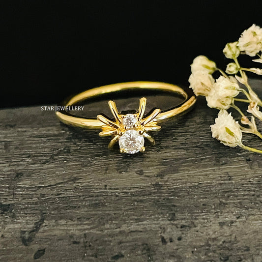 14K Solid Gold Lab Grown Diamond Spider Ring