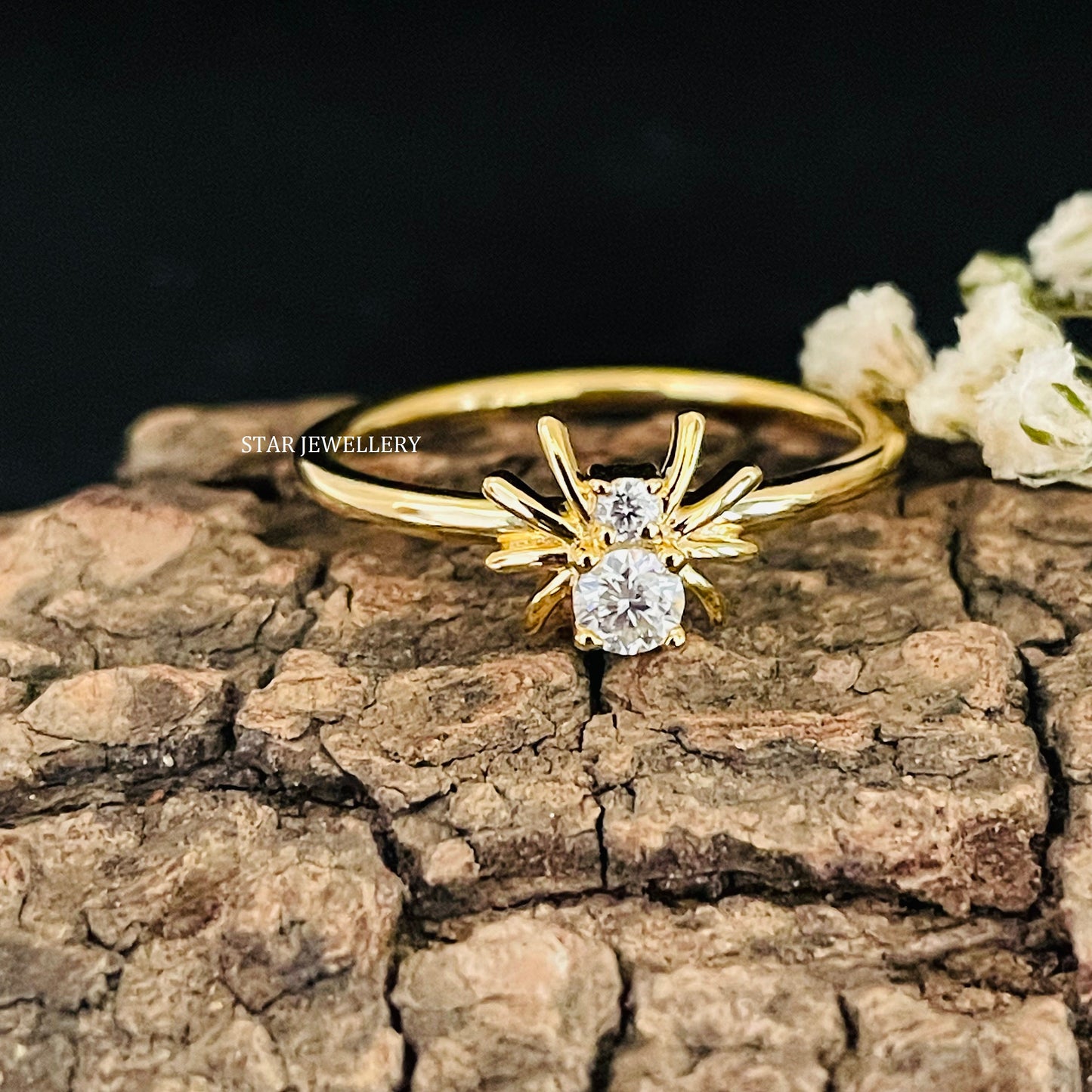 14K Solid Gold Lab Grown Diamond Spider Ring