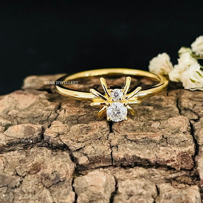 14K Solid Gold Lab Grown Diamond Spider Ring