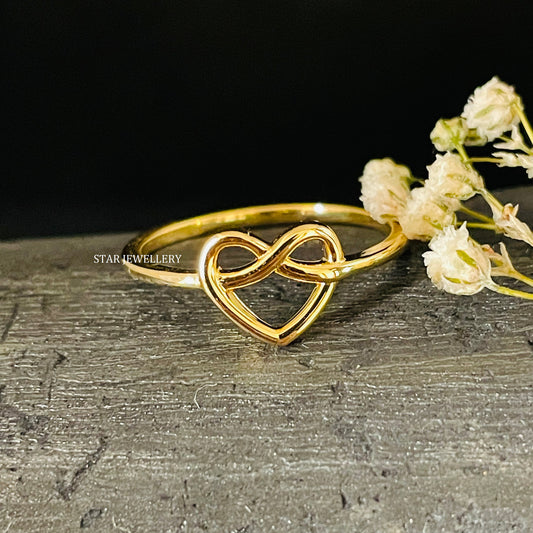 Solid Gold Dainty Twist Heart Ring