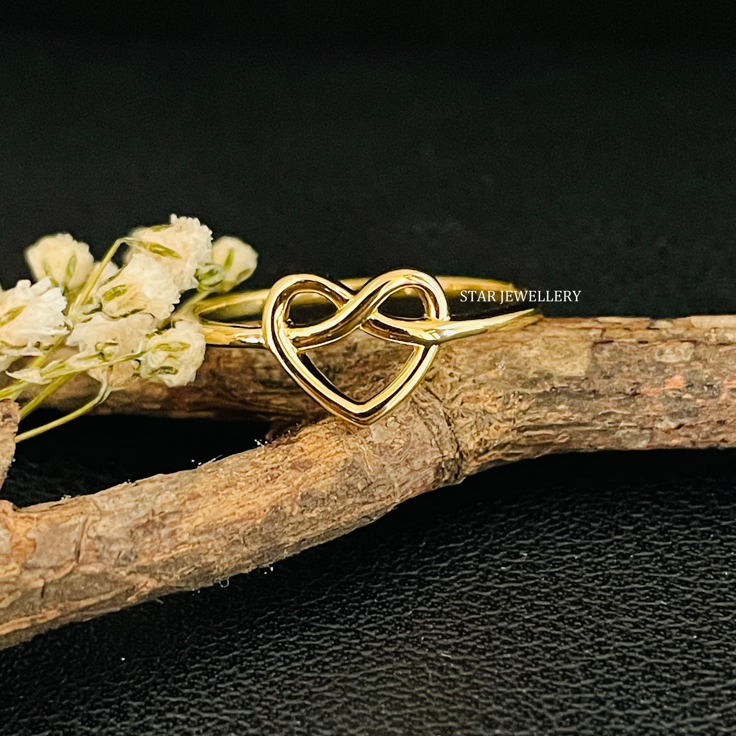 Solid Gold Dainty Twist Heart Ring