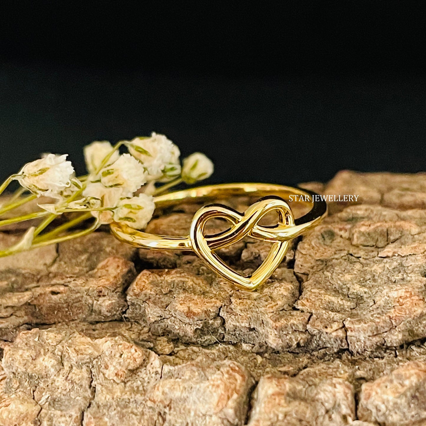 Solid Gold Dainty Twist Heart Ring