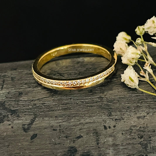 Solid Gold Pave Set Diamond Ring