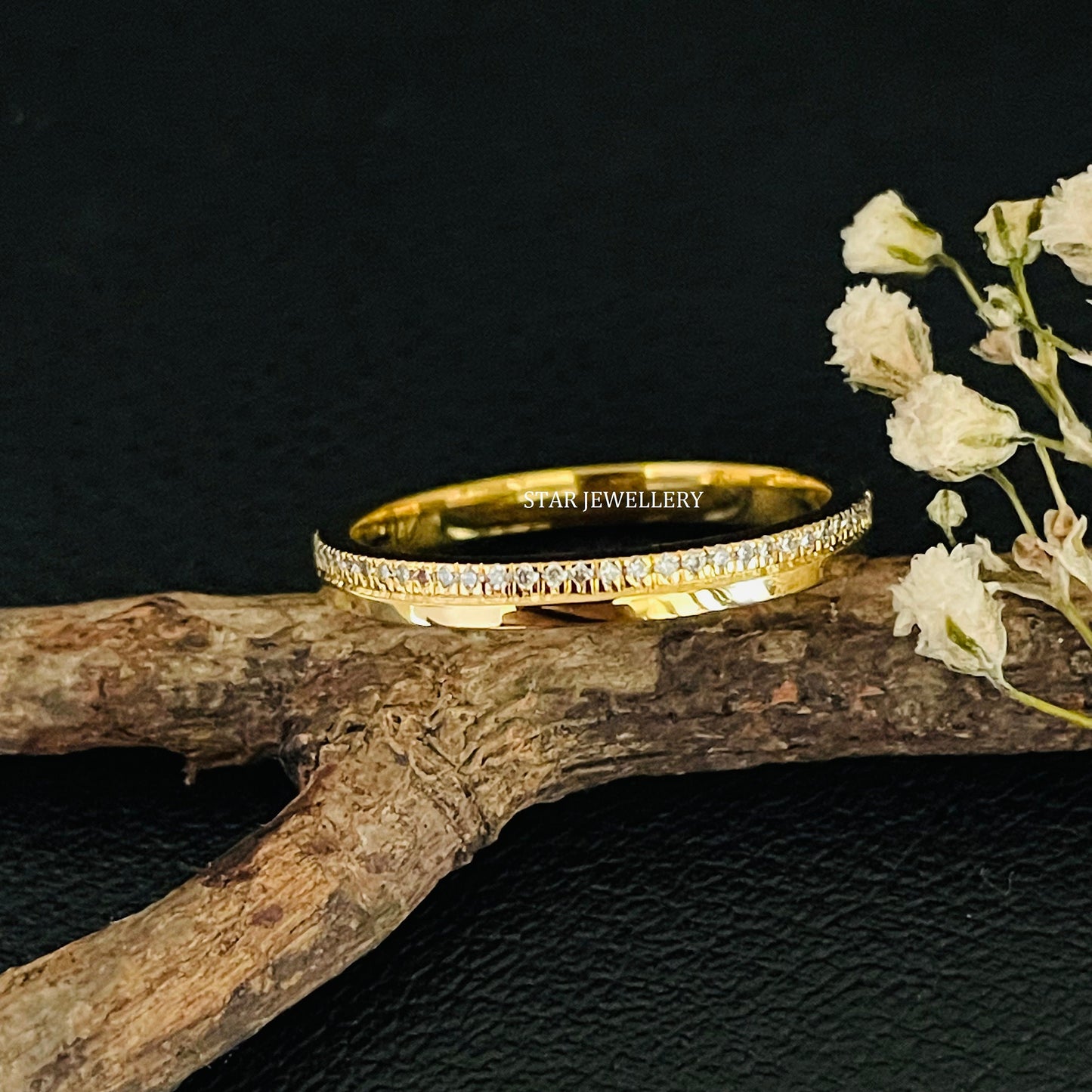 Solid Gold Pave Set Diamond Ring